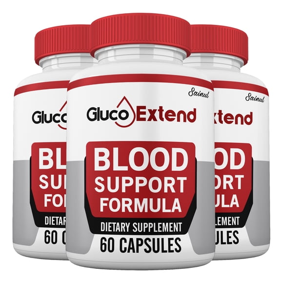 Gluco Extend Pills, Blood Support Glycogen, Gluco Extend Capsules for Men and Women High Potency Supplement, GlucoExtend All Natural Formula (3 Pack)