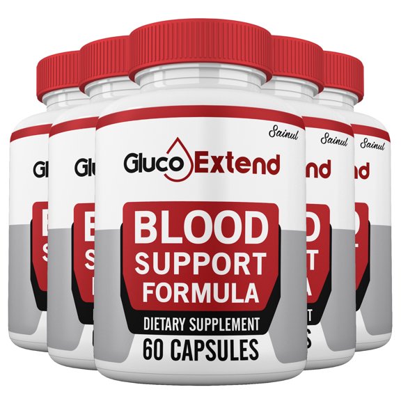 Gluco Extend Pills, Blood Support Glycogen, Gluco Extend Capsules for Men and Women High Potency Supplement, GlucoExtend All Natural Formula (5 Pack)