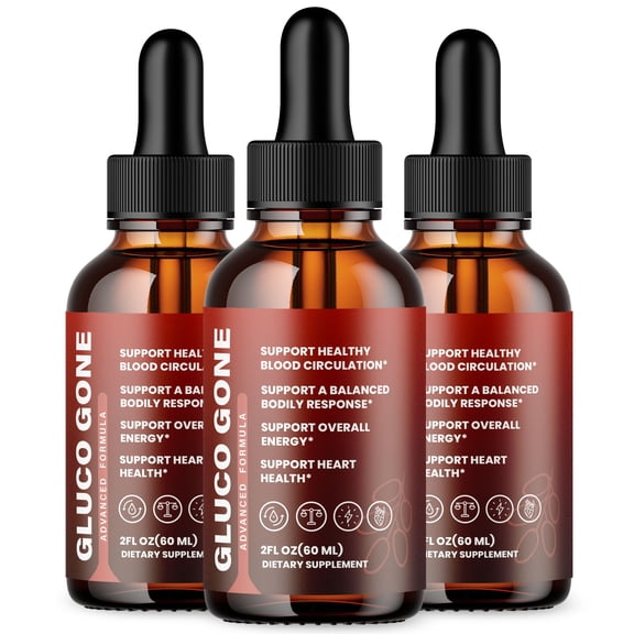 Gluco Gone Advanced Formula Drops Natural Support Supplement GlucoGone 90 Servings