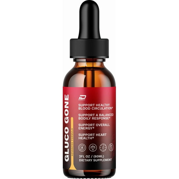 Gluco Gone Liquid Drops GlucoGone Drops Extra Strength All Natural Healthy Organic Support, 1 Pack, 1 Month Supply