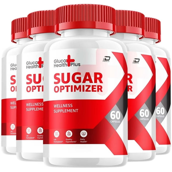 Gluco Health Plus Capsules – GlucoHealth Plus Sugar Optimizer Pills Advanced Supplement, All Natural, GlucoHealthPlus Maximum Strength Formula, Glycogen Support, 5 Pack, 300 Capsules