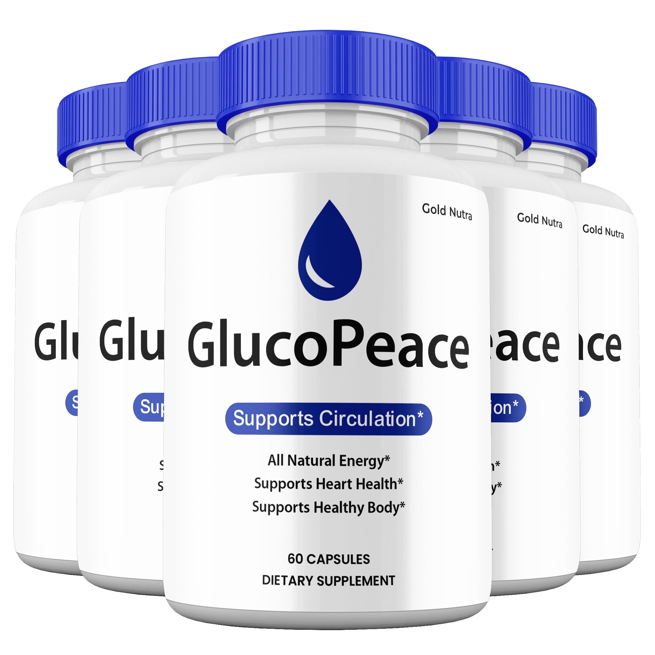 Gluco Peace Capsules, GlucoPeace Pills Glycogen Support Supplement Maximum Strength All Natural formula with Cinnamon Bark Extract , 30 Day Supply (5 Pack)