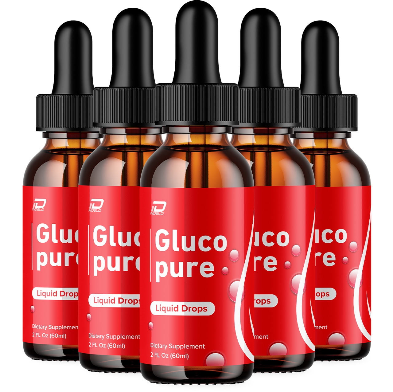 Gluco Pure Drops Healthy Blood Support Formula  GlucoPure Dietary Supplement Drops, 5 Pack, 5 Month Supply
