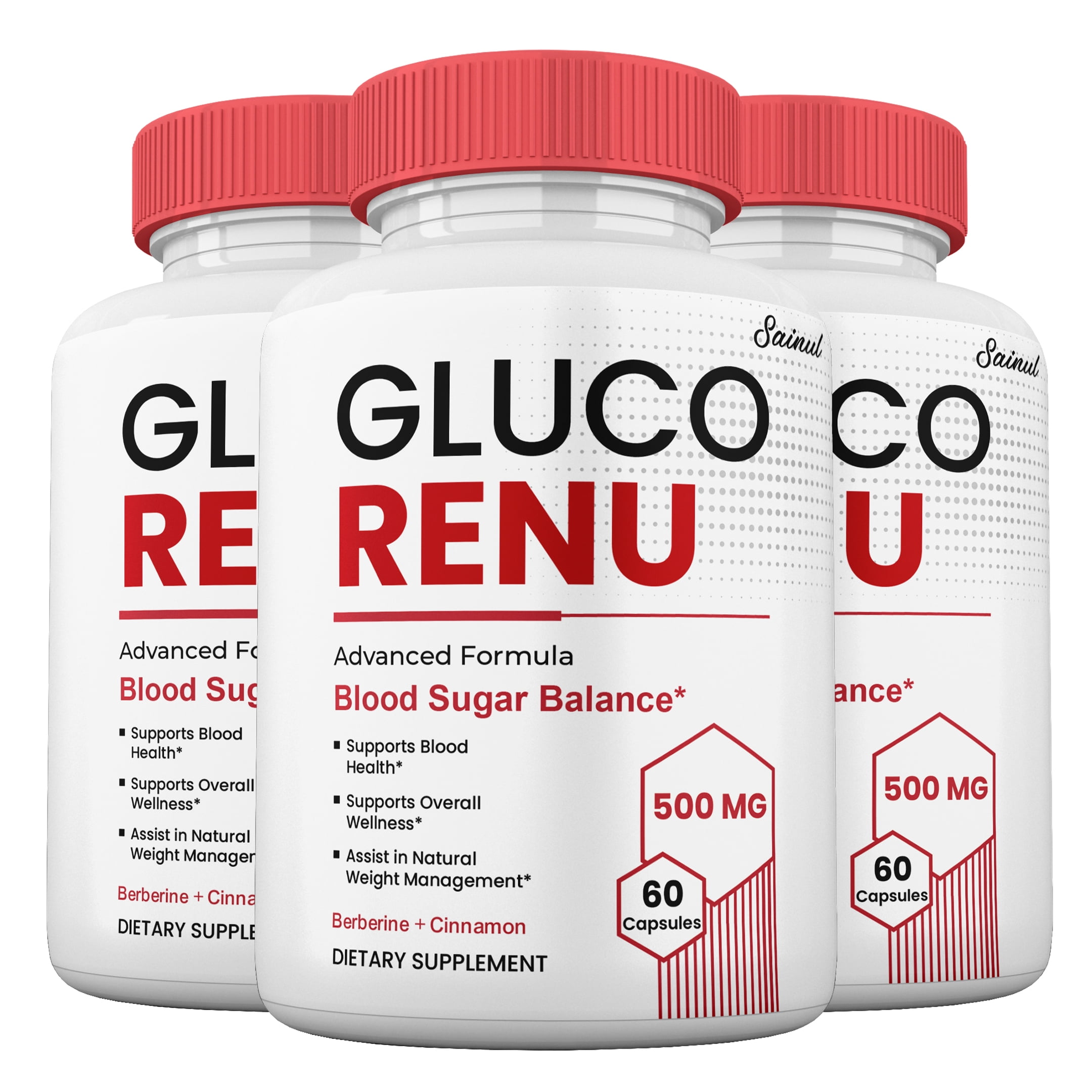Gluco Renu Blood Support Capsules, Maximum Strength, GlucoRenu Pills For Men and Women, Blood Supplement (3 pack)