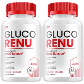 Gluco Renu Capsules GlucoRenu Pills Advanced Supplement, All Natural, Gluo Renew Maximum Strength Formula, Glycogen Support, 2 Pack, 120 Capsules