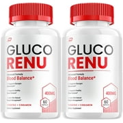 Gluco Renu Capsules   GlucoRenu Pills Advanced Supplement, All Natural, Gluo Renew Maximum Strength Formula, Glycogen Support, 2 Pack, 120 Capsules