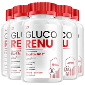 Gluco Renu Capsules GlucoRenu Pills Advanced Supplement, All Natural, Gluo Renew Maximum Strength Formula, Glycogen Support, 5 Pack, 300 Capsules