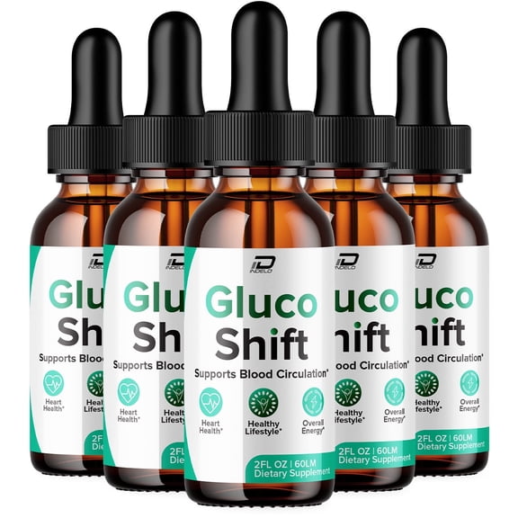 Gluco Shift Drops Blood Support Formula GlucoShift Liquid Healthy Heart, Extra Strength, 5 Pack, 5 Month Supply