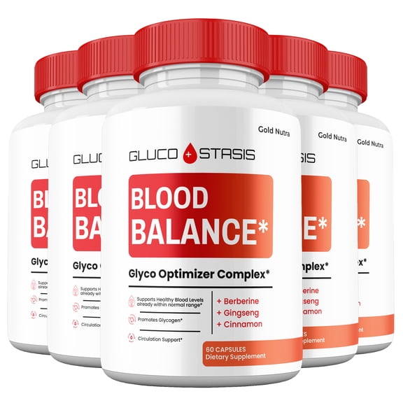Gluco Stasis Capsules, GlucoStasis Pills Blood Supplement Maximum Strength All Natural Glycogen, 30 Day Supply per Bottle (5 Pack)