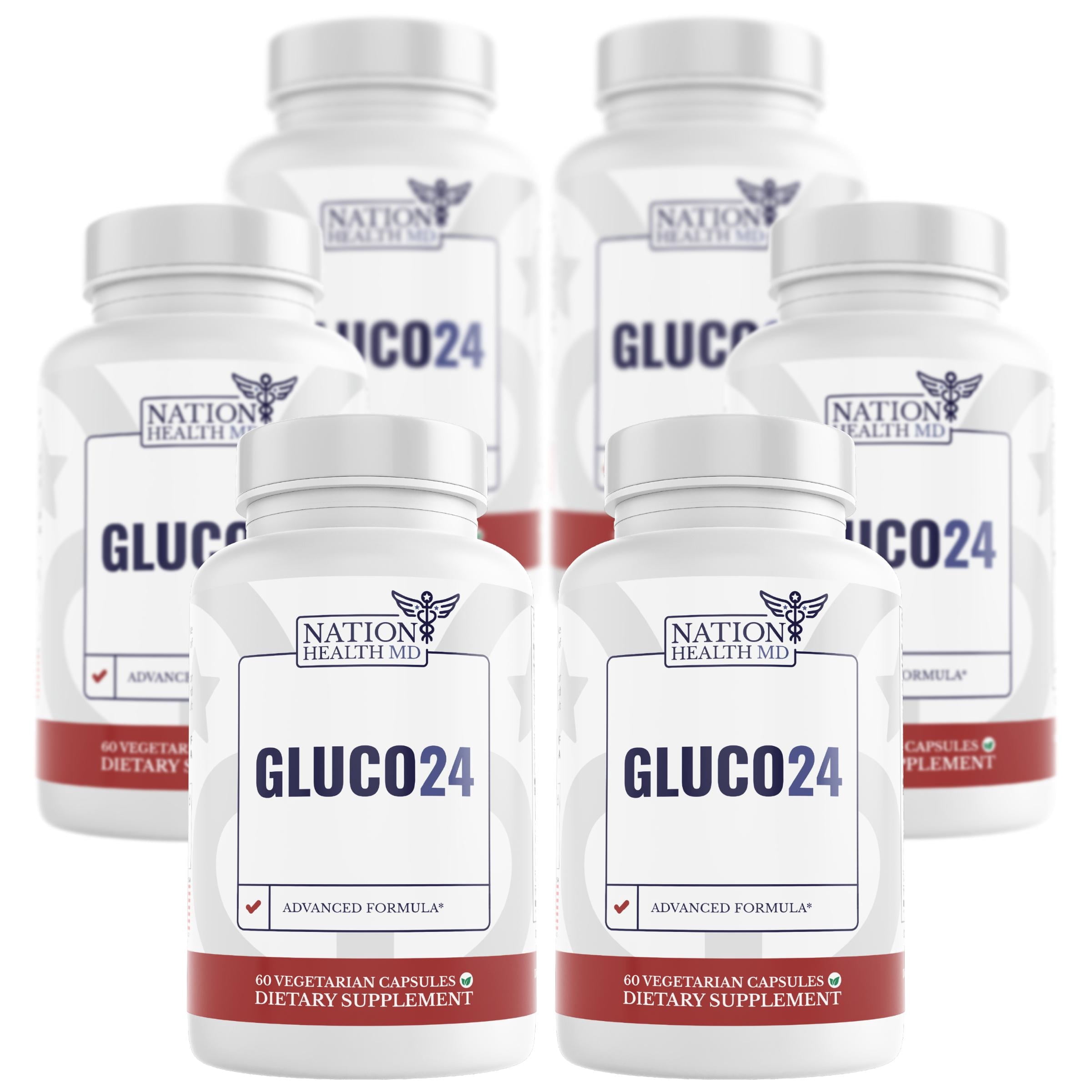 Nation Health MD Gluco24 - Berberine & Ceylon Cinnamon Formula, 6 Bottles