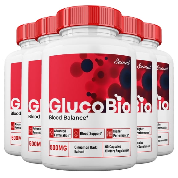 GlucoBio Blood Support Capsules, Maximum Strength, Gluco Bio Pills Official For Men and Women, Blood Supplement  (5 pack)