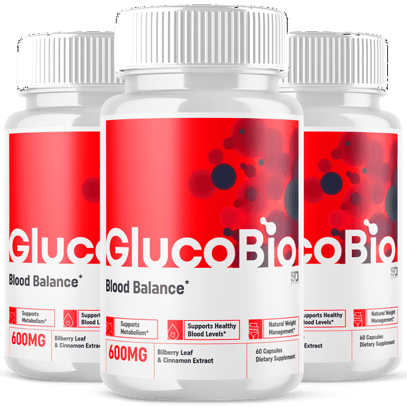 GlucoBio Blood Support Pills Advanced Formula Vitamin Supplement Gluco Bio 180 Capsules