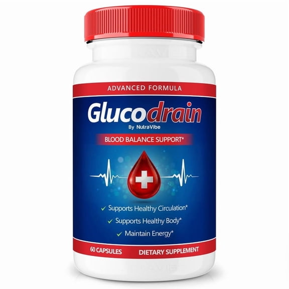 GlucoDrain Original Formula with a Clean Blend to Support Healthy Circulation, Natural Energy & Balanced Levels | Just 2 Easy-to-Swallow Pills Daily (60 Capsules)
