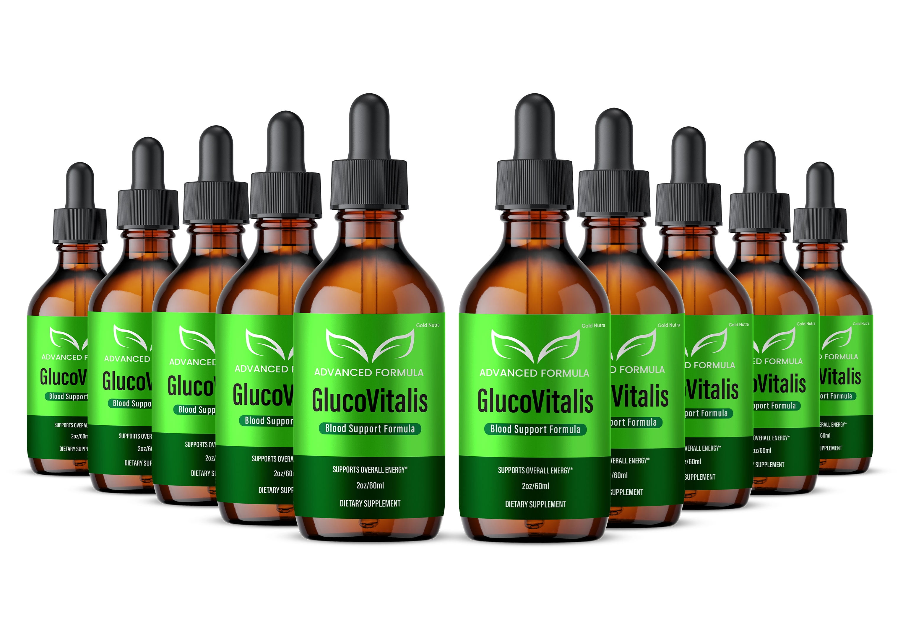 GlucoVitalis Drops Liquid Supplement, GlucoVitalis Supplement, All Natural Formula for Men and Women, Made in USA, Extra Strength (10 Pack)