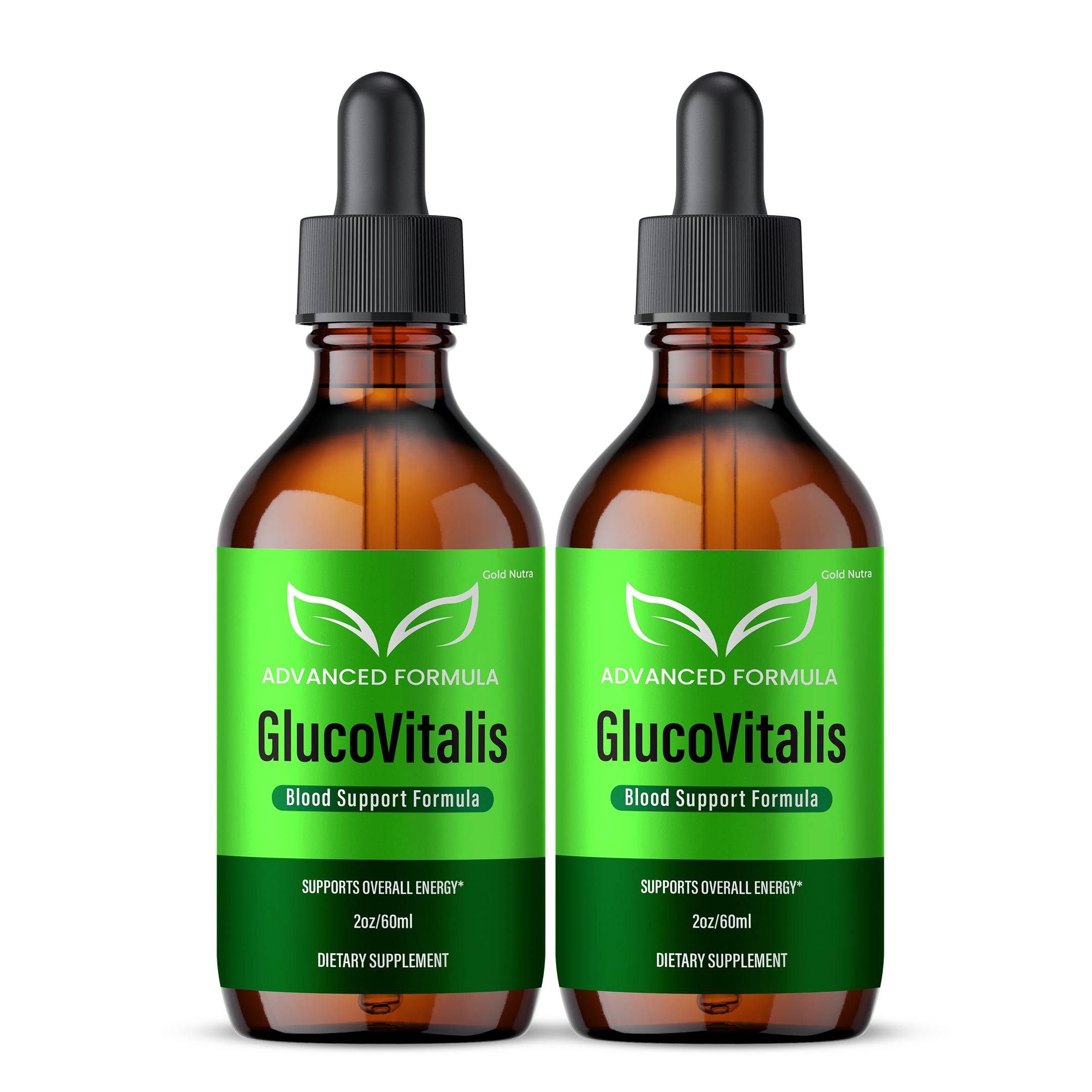 GlucoVitalis Drops Liquid Supplement, GlucoVitalis Supplement, All Natural Formula for Men and Women, Made in USA, Extra Strength (2 Pack)