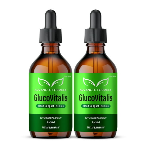 GlucoVitalis Drops Liquid Supplement, GlucoVitalis Supplement, All Natural Formula for Men and Women, Made in USA, Extra Strength (2 Pack)