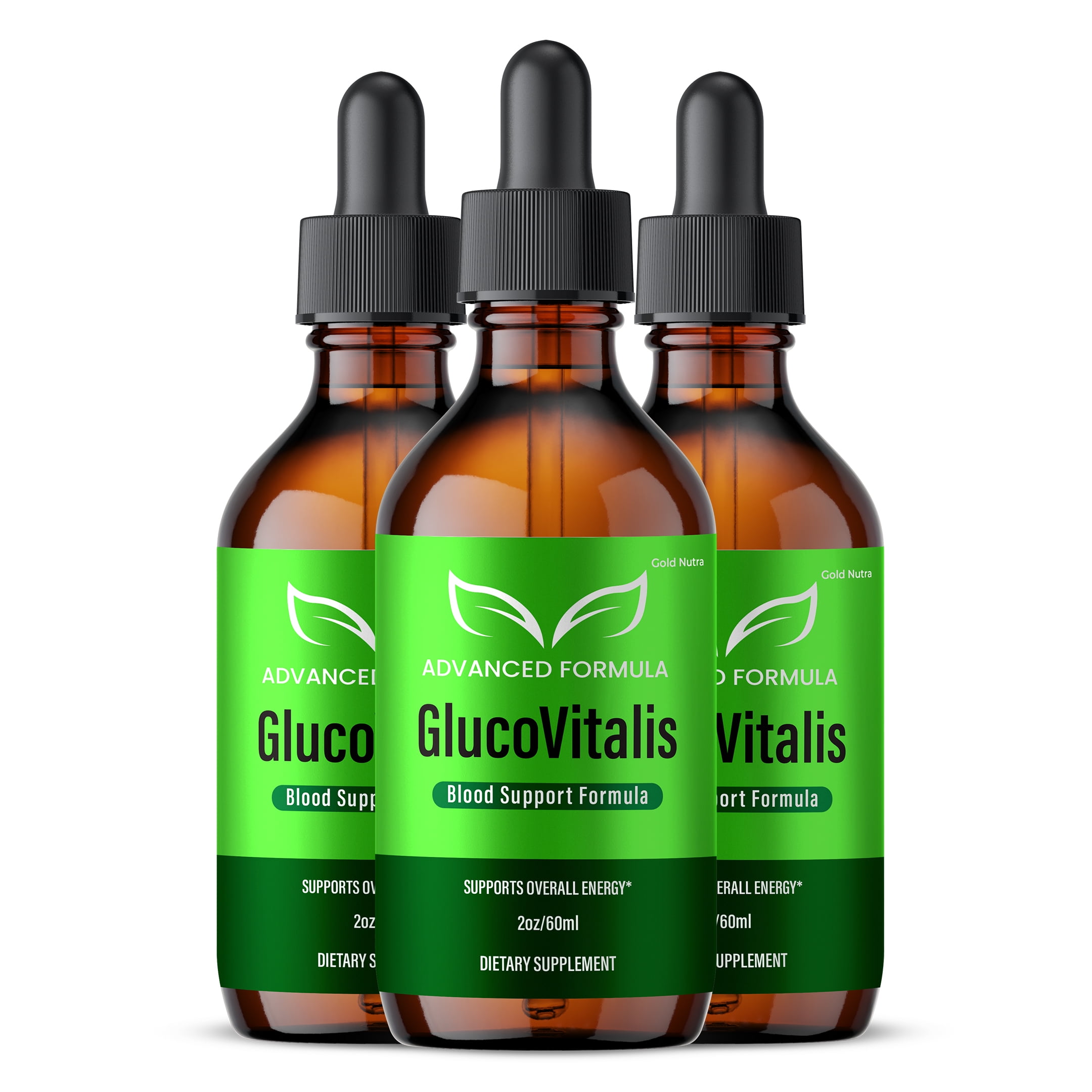 GlucoVitalis Drops Liquid Supplement, GlucoVitalis Supplement, All Natural Formula for Men and Women, Made in USA, Extra Strength (3 Pack)