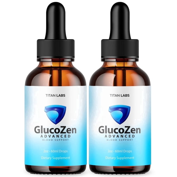 GlucoZen Advanced Formula Drops Blood Balance Support Supplement Gluco Zen Vitamins Taken Daily (2 Pack)