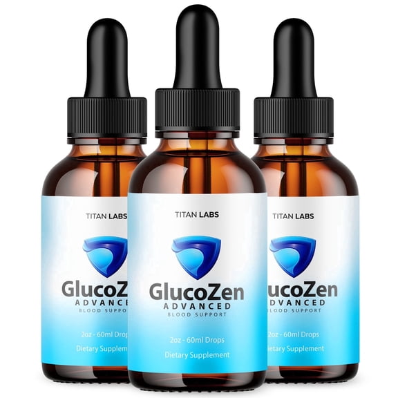 GlucoZen Advanced Formula Drops Blood Balance Support Supplement Gluco Zen Vitamins Taken Daily 3 Month Supply 90 Servings