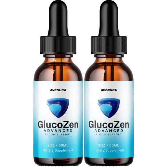 GlucoZen Liquid Drops  Gluco Zen Drops Advanced Formula Natural Blend Healthy Organic Support, 2 Pack, 2 Month Supply
