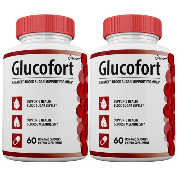 Glucofort Blood Sugar Support Capsules, Glucofort Pills Maximum Strength Advanced Official Blood Control Non GMO capsules 2 Month Supply (2 Bottles)