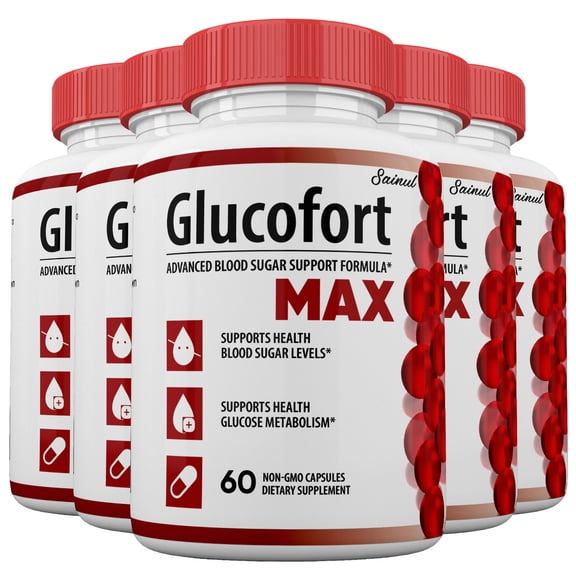 Glucofort Max Blood Sugar Capsules, Glucofort Max Pills Maximum Strength Advanced Official Blood Control Non GMO capsules 5 Months Supply (5 Bottle)