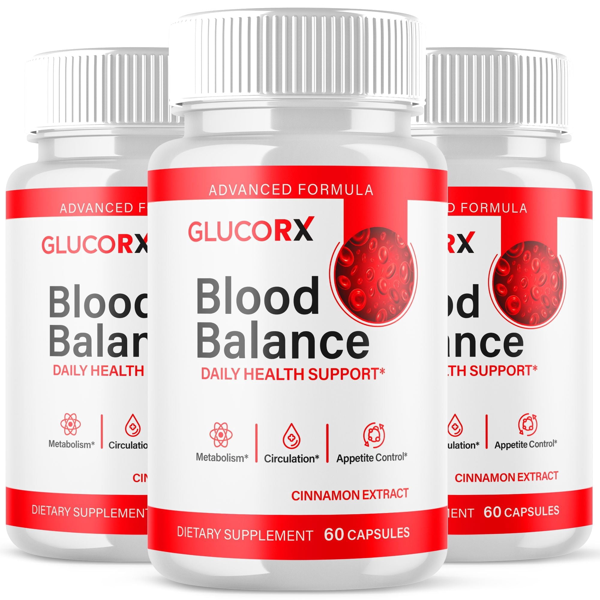 GlucorX Blood Balance Support Pills Advanced Formula Vitamin Supplement Glucor X 180 Capsules