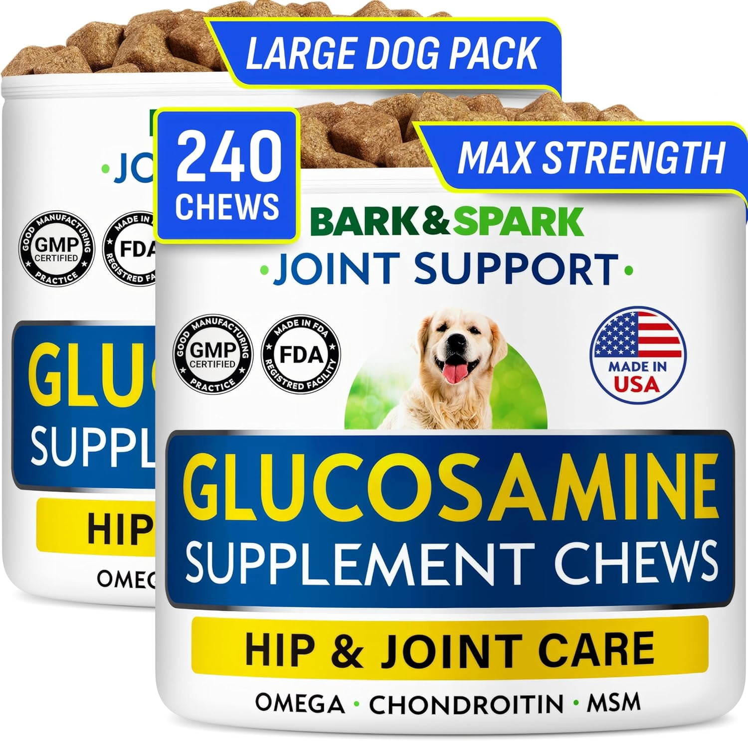 Free Shipping! Bark&Spark Dog Hip and Joint Supplement, Glucosamine ...