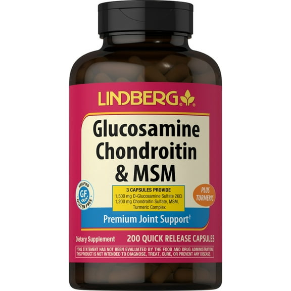 Glucosamine Chondroitin MSM | 200 Capsules | Supplement for Men and Women | by Lindberg