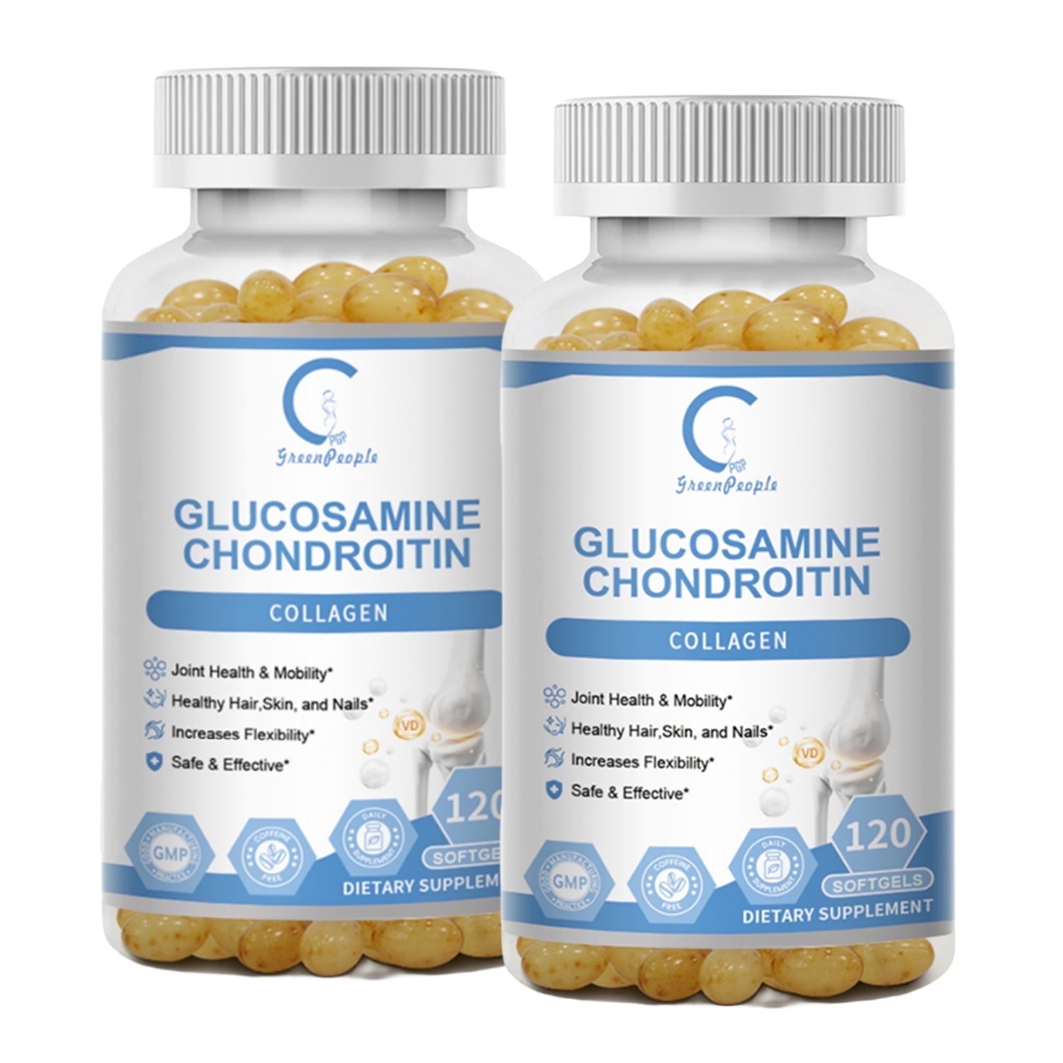 Glucosamine Chondroitin with MSM & Collagen, Supports Joint & Cartilage Health Supplement, High Absorption, Non-GMO & Vegan, 240 Capsules - Greenpeople