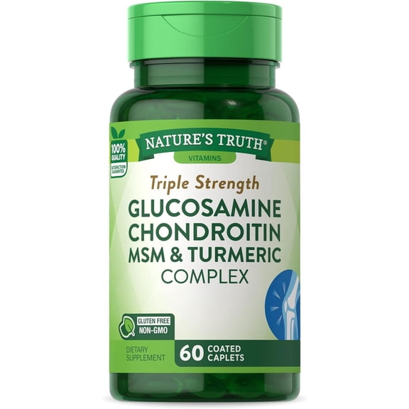 Glucosamine Chondroitin MSM Complex | 60 Caplets | Triple Strength Supplement with Turmeric | Non-GMO and Gluten Free Supplement | by Nature's Truth