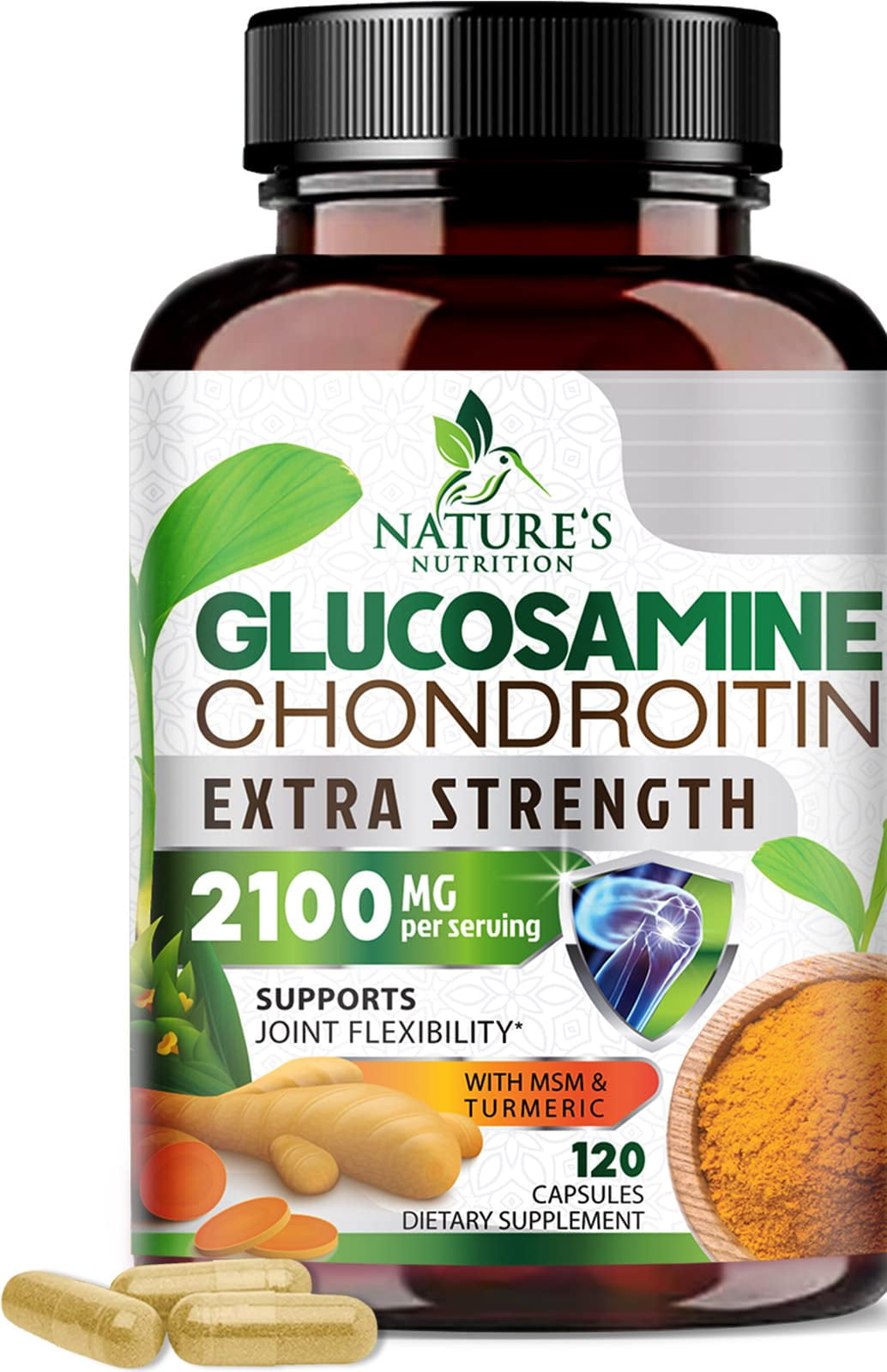 Glucosamine Chondroitin MSM Complex Joint Support Supplement Turmeric & Boswellia, Triple