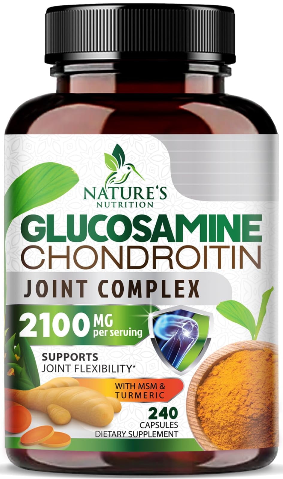Glucosamine Chondroitin MSM - Joint Support Supplement for Joint Mobility, Comfort and Cartilage Support For Men and Women - Glucosamine Complex Supplements with Turmeric & Boswellia - 240 Capsules