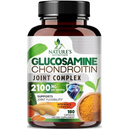 Glucosamine Chondroitin MSM 2100mg - 3x Strength Joint Support Supplement for Joint Mobility & Comfort For Men and Women, Glucosamine Supplements Complex with Turmeric & Boswellia - 180 Capsules