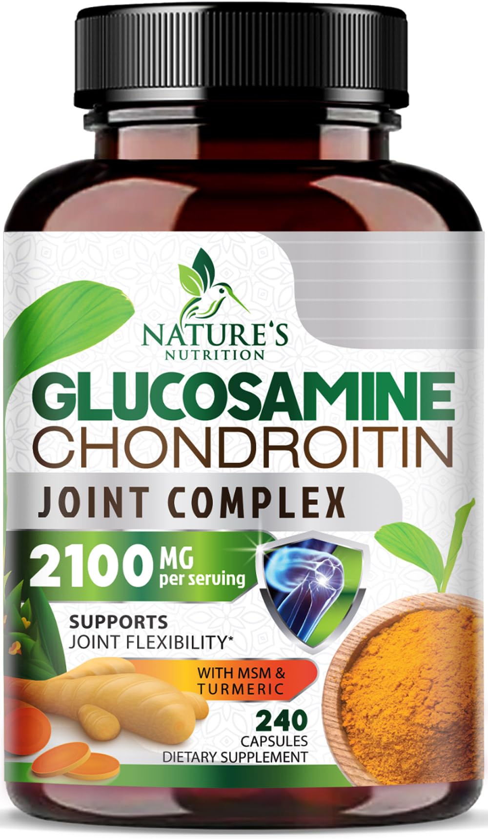 Pslalae Triple Strength Joint Support – Glucosamine Chondroitin Turmeric MSM 2100mg Capsules