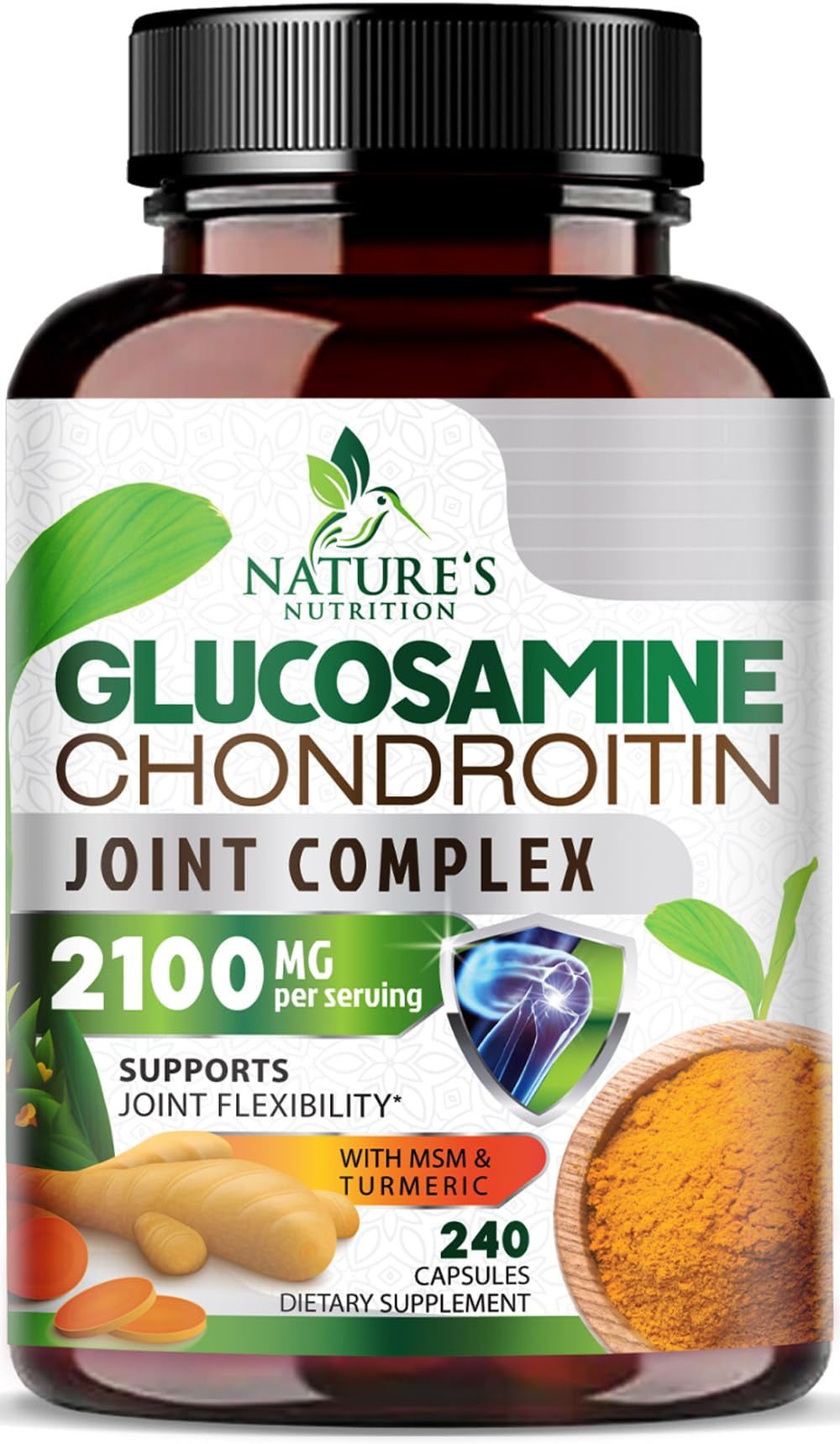 Complément Alimentaire Glucosamine Chondroïtine Curcuma MSM Boswellia - Soutien Articulaire, Capsules