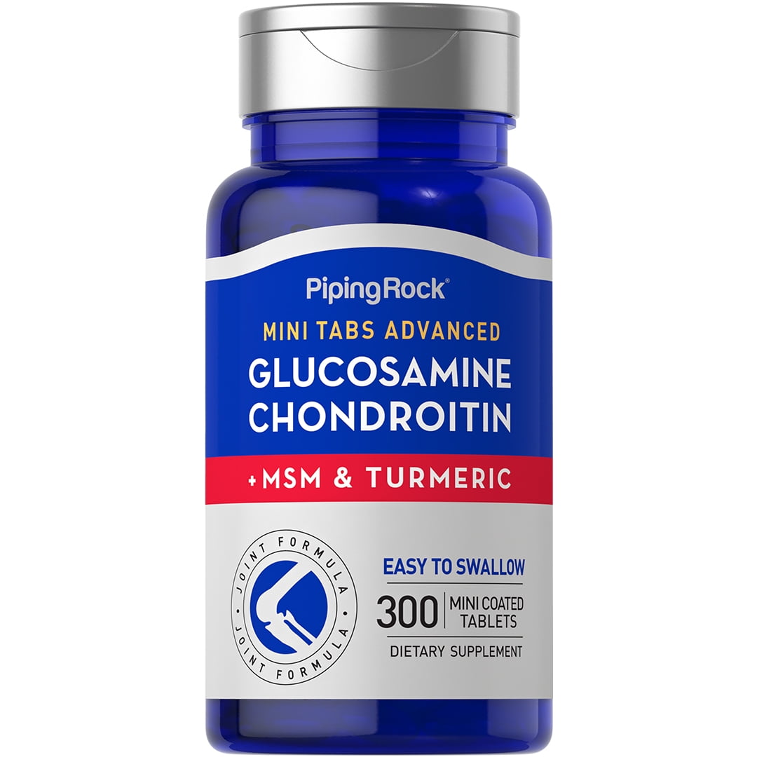 Glucosamine Chondroitin MSM Plus Turmeric 300 Mini Coated Tablets By Piping Rock