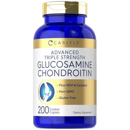 Glucosamine Chondroitin MSM | Triple Strength with Turmeric | 200 Caplets | by Carlyle