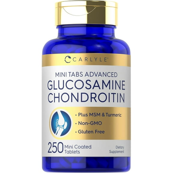 Glucosamine Chondroitin MSM Turmeric | 250 Mini Tablets | For Men and Women | by Carlyle