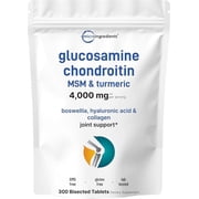 Micro Ingredients Glucosamine Chondroitin MSM & Turmeric 4,000mg, 300 Bisected Tablets | 7-in-1 Formula for Joint Health & Mobility Support