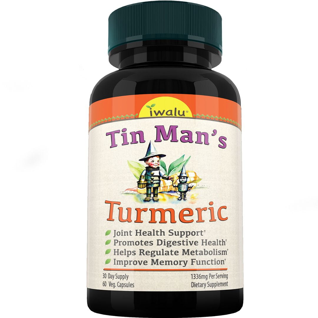 Tin Man’s Turmeric | Chondroitin Glucosamine Curcumin Complex for Joint & Mobility Support, Natural Joint Comfort, Digestive & Metabolic Wellness - 60 Capsules | NSF Certified & USA Made by iwalu