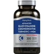 Glucosamine Chondroitin Triple Strength | 300 Caplets | with MSM and Turmeric | by Piping Rock