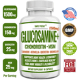 thumbnail image 1 of Glucosamine with Chondroitin, Turmeric, MSM & Boswellia, Supports Joint Health & Discomfort Relief, Assists Bone and Cartilage Health, Supplement for Back, Knees, Hands, 90 Capsules, 1 of 7