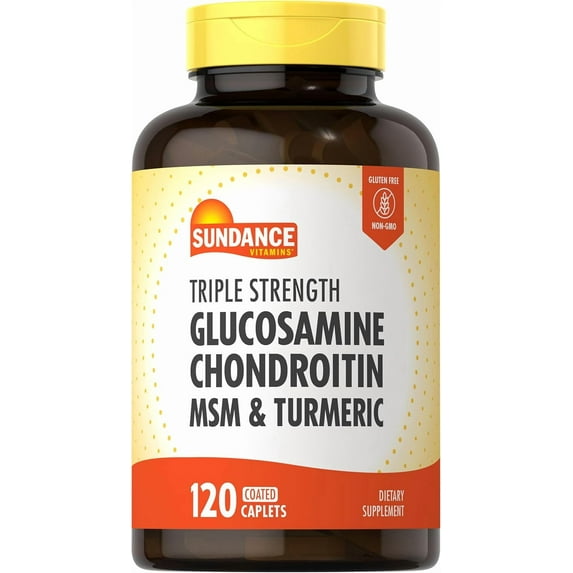 Glucosamine Chondroitin With MSM and Turmeric | 120 Caplets | Non-GMO and Gluten Free | by Sundance