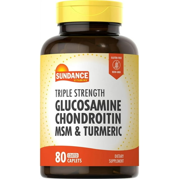 Glucosamine Chondroitin with MSM and Turmeric | 80 Caplets | Triple Strength Formula | by Sundance