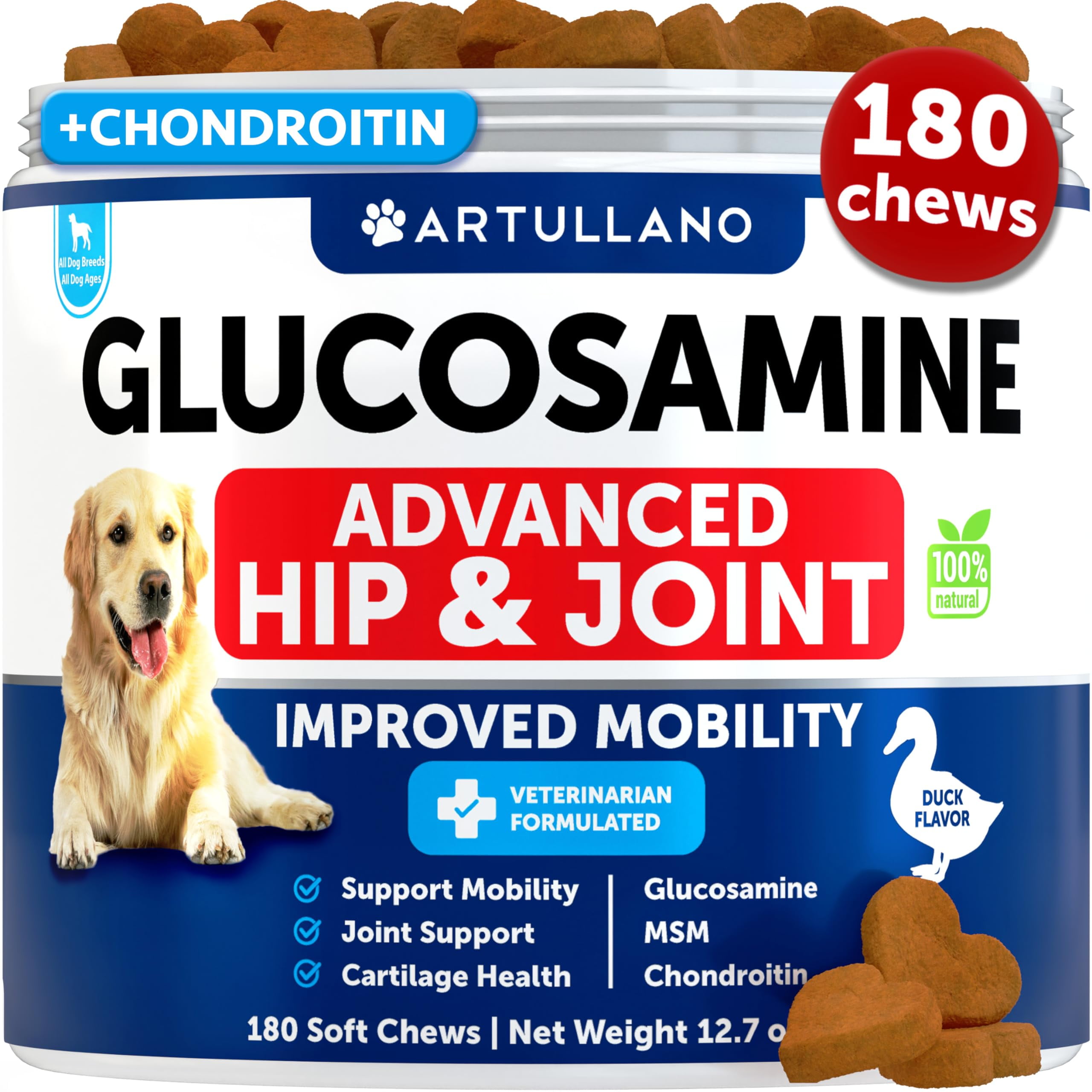Glucosamine for Dogs Hip and Joint Supplement for Dogs 180 Chews