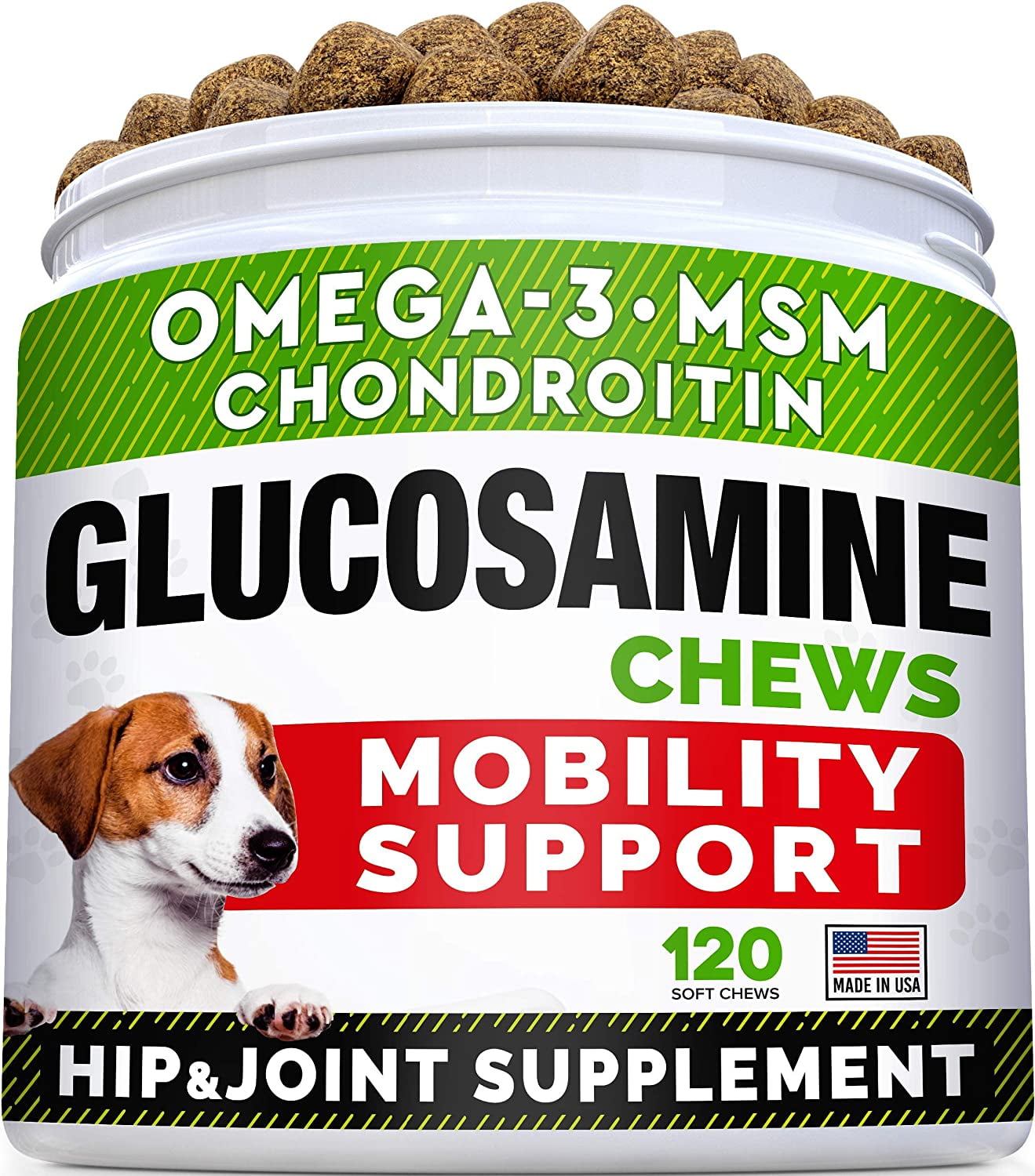 View of StrellaLab Glucosamine Treats for Dogs, Hip and Joint Supplement, Omega ...