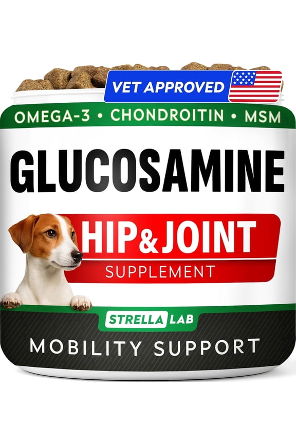 Glucosamine Treats for Dogs - Joint Supplement w/Omega-3 Fish Oil for Dogs - Chondroitin, MSM - Advanced Mobility Chews - Joint Pain Relief - Hip & Joint Care - Chicken Flavor - 120 Ct - Made in USA