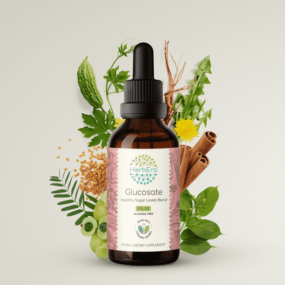 HerbEra Glucosate Extract, Dietary Supplement Herbal Formula, Made from Bitter Melon Fruit, Cinnamon Bark, Dandelion Root, Gymnema Leaf, Fenugreek Seeds, Amla Fruit 2 oz