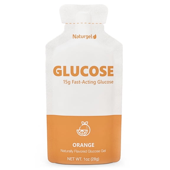 Glucose Liquid Gel, 15 Packets, Orange - 15g Fast-Acting Glucose to Raise Low Blood Sugar